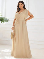 Miss | Avondjurk Dames Maxi A-lijn Elegant - Chiffon - Champagne