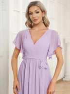 Miss | Avondjurk Dames Maxi A-lijn Elegant - Chiffon - Berijpte lila