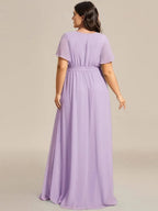 Miss | Avondjurk Dames Maxi A-lijn Elegant - Chiffon - Berijpte lila