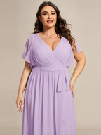 Miss | Avondjurk Dames Maxi A-lijn Elegant - Chiffon - Berijpte lila