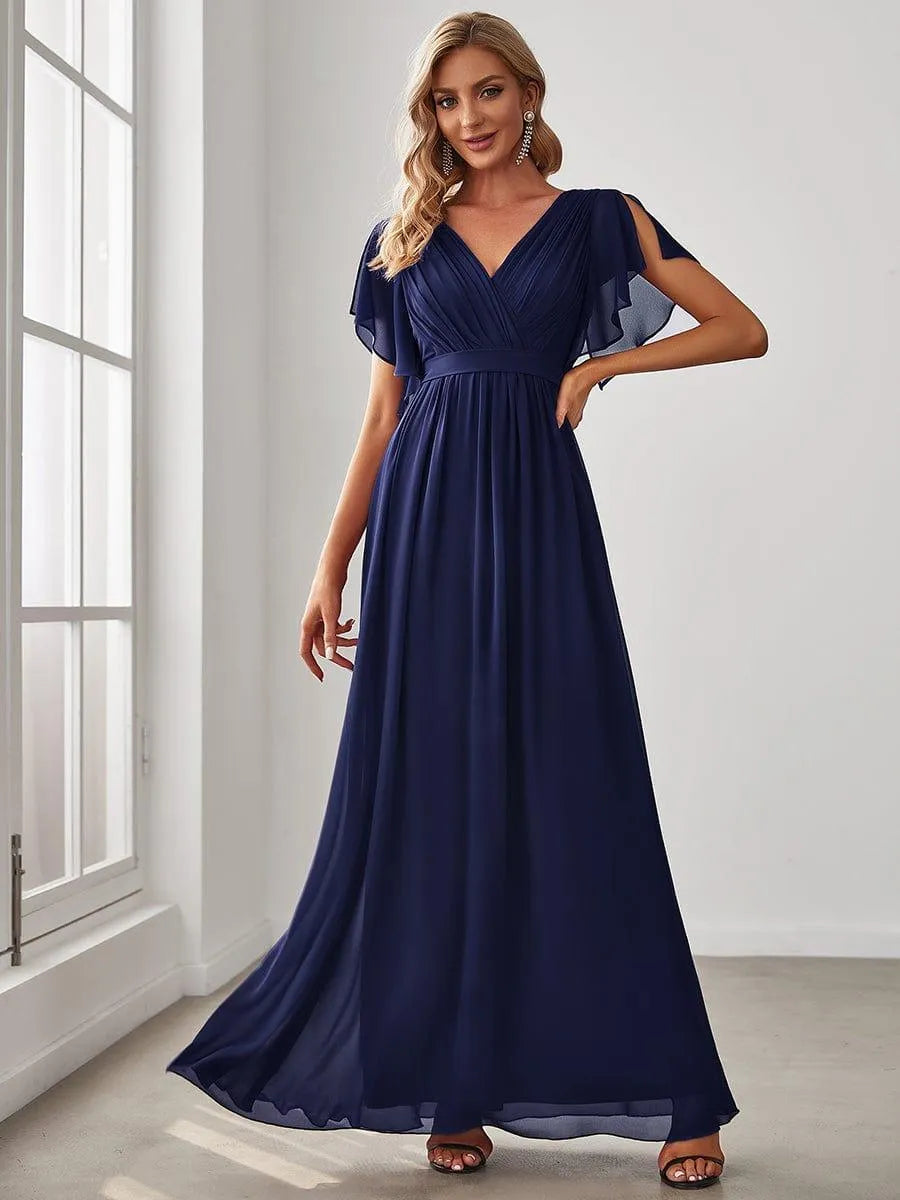 Miss | Avondjurk Dames Maxi A-lijn Elegant - Chiffon - Marineblauw