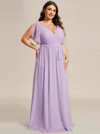 Miss | Avondjurk Dames Maxi A-lijn Elegant - Chiffon - Berijpte lila