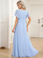 Miss | Avondjurk Dames Maxi A-lijn Elegant - Chiffon - Berijpte lila
