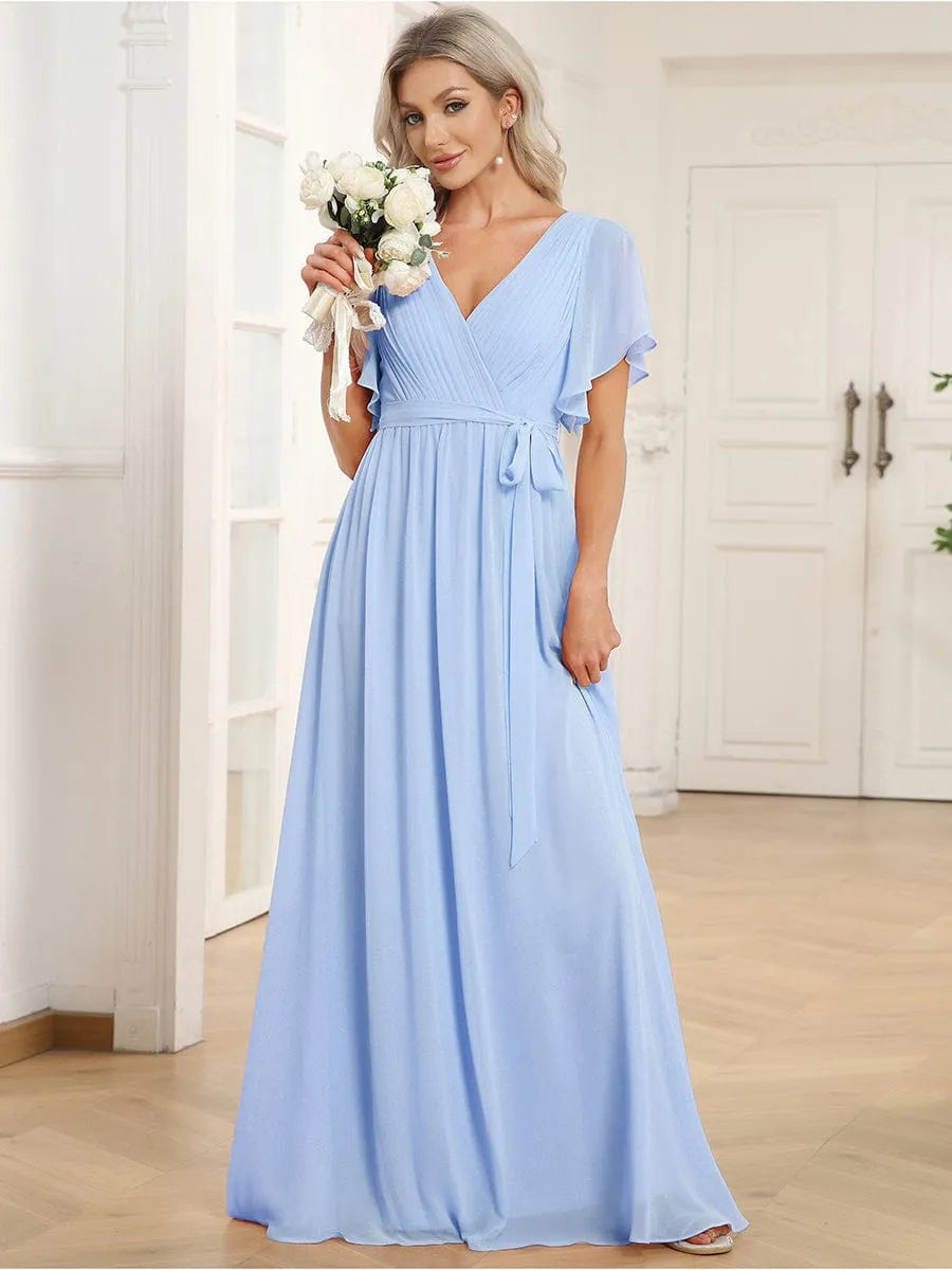 Miss | Avondjurk Dames Maxi A-lijn Elegant - Chiffon - Ijsblauw