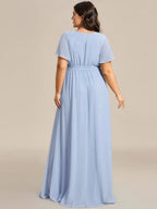 Miss | Avondjurk Dames Maxi A-lijn Elegant - Chiffon - Ijsblauw