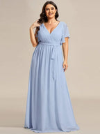 Miss | Avondjurk Dames Maxi A-lijn Elegant - Chiffon - Ijsblauw