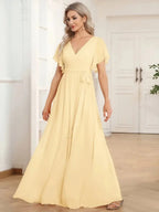 Miss | Avondjurk Dames Maxi A-lijn Elegant - Chiffon - Geel