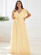 Miss | Avondjurk Dames Maxi A-lijn Elegant - Chiffon - Geel