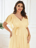 Miss | Avondjurk Dames Maxi A-lijn Elegant - Chiffon - Geel