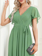 Miss | Avondjurk Dames Maxi A-lijn Elegant - Chiffon - Saliegroen
