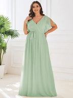Miss | Avondjurk Dames Maxi A-lijn Elegant - Chiffon - Saliegroen