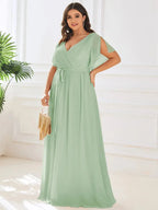 Miss | Avondjurk Dames Maxi A-lijn Elegant - Chiffon - Saliegroen
