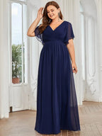 Miss | Avondjurk Dames Maxi A-lijn Elegant - Chiffon - Marineblauw