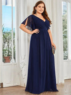 Miss | Avondjurk Dames Maxi A-lijn Elegant - Chiffon - Marineblauw