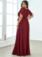 Miss | Avondjurk Dames Maxi A-lijn Elegant - Chiffon - Marineblauw