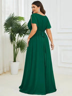 Miss | Avondjurk Dames Maxi A-lijn Elegant - Chiffon - Donkergroen