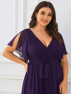 Miss | Avondjurk Dames Maxi A-lijn Elegant - Chiffon - Donkerpaars