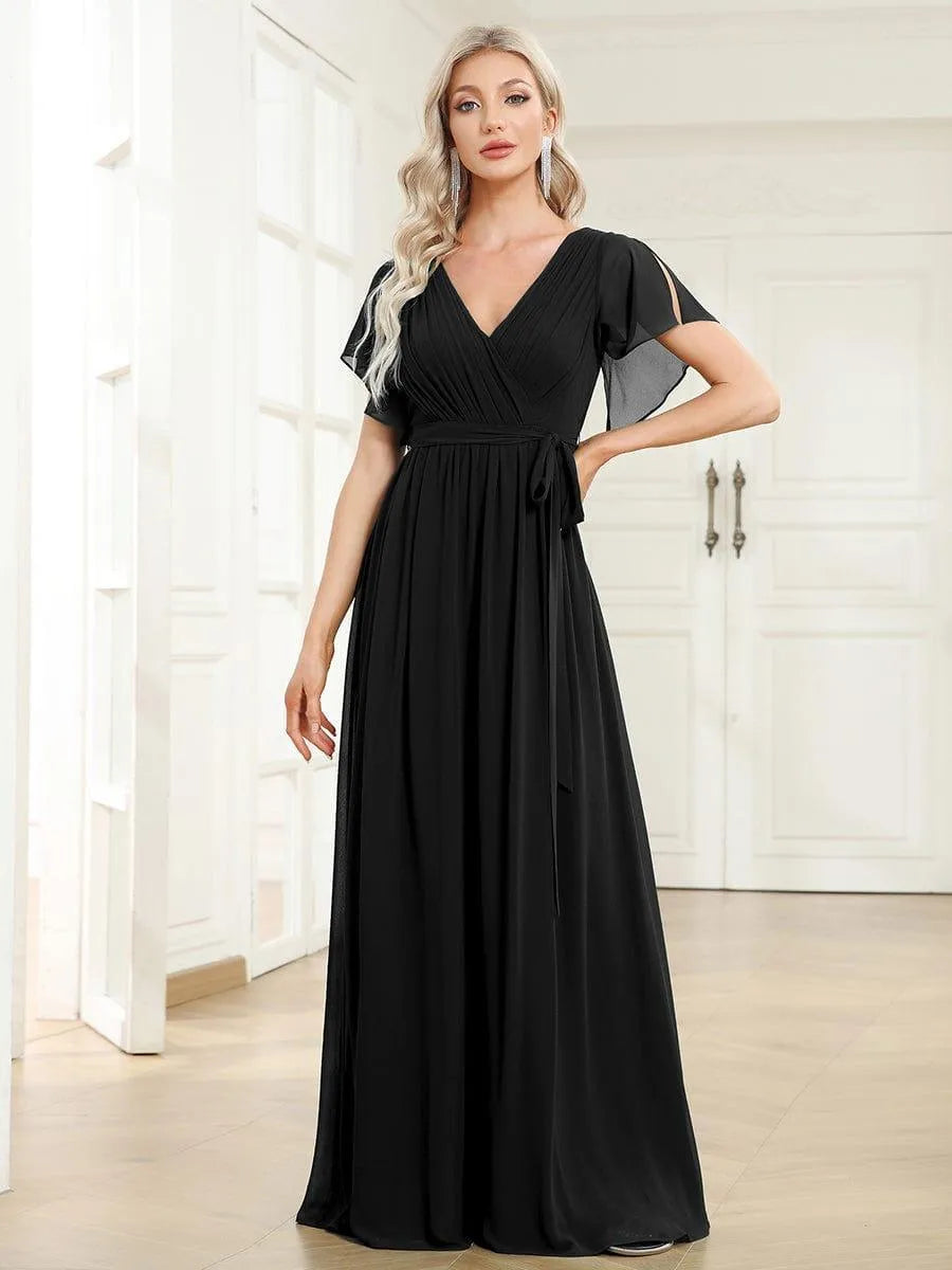 Miss | Avondjurk Dames Maxi A-lijn Elegant - Chiffon - Zwart