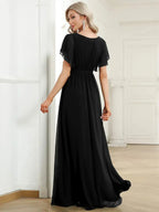 Miss | Avondjurk Dames Maxi A-lijn Elegant - Chiffon - Zwart