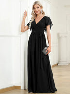 Miss | Avondjurk Dames Maxi A-lijn Elegant - Chiffon - Zwart
