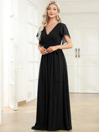Miss | Avondjurk Dames Maxi A-lijn Elegant - Chiffon - Zwart