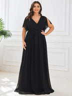 Miss | Avondjurk Dames Maxi A-lijn Elegant - Chiffon - Zwart