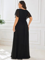 Miss | Avondjurk Dames Maxi A-lijn Elegant - Chiffon - Zwart