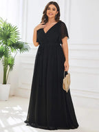 Miss | Avondjurk Dames Maxi A-lijn Elegant - Chiffon - Zwart
