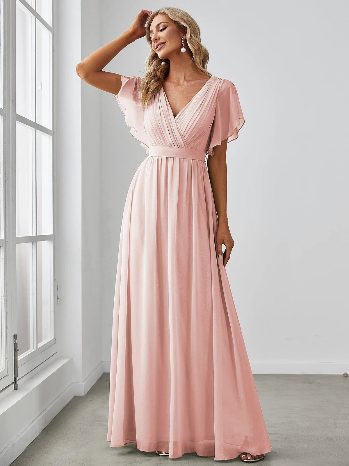 Miss | Avondjurk Dames Maxi A-lijn Elegant - Chiffon - Roze