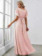 Miss | Avondjurk Dames Maxi A-lijn Elegant - Chiffon - Roze