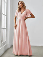 Miss | Avondjurk Dames Maxi A-lijn Elegant - Chiffon - Roze