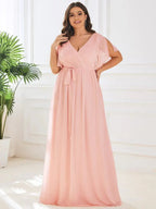 Miss | Avondjurk Dames Maxi A-lijn Elegant - Chiffon - Roze