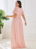 Miss | Avondjurk Dames Maxi A-lijn Elegant - Chiffon - Roze