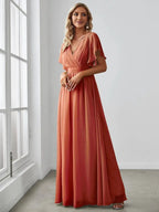 Miss | Avondjurk Dames Maxi A-lijn Elegant - Chiffon - Roze