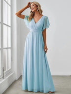 Miss | Avondjurk Dames Maxi A-lijn Elegant - Chiffon - Roze