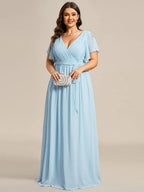 Miss | Avondjurk Dames Maxi A-lijn Elegant - Chiffon - Roze