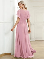 Miss | Avondjurk Dames Maxi A-lijn Elegant - Chiffon - Oudroze