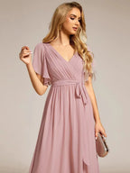 Miss | Avondjurk Dames Maxi A-lijn Elegant - Chiffon - Oudroze
