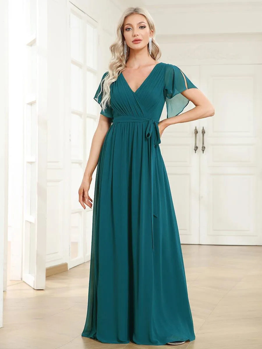 Miss | Avondjurk Dames Maxi A-lijn Elegant - Chiffon - Turkoois