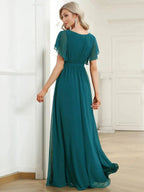 Miss | Avondjurk Dames Maxi A-lijn Elegant - Chiffon - Turkoois