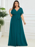 Miss | Avondjurk Dames Maxi A-lijn Elegant - Chiffon - Turkoois