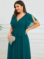 Miss | Avondjurk Dames Maxi A-lijn Elegant - Chiffon - Turkoois