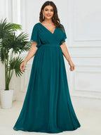 Miss | Avondjurk Dames Maxi A-lijn Elegant - Chiffon - Turkoois