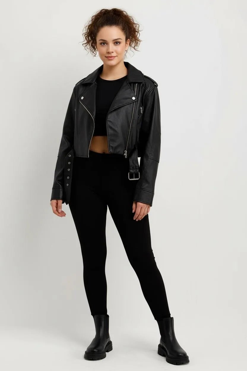 Miss | Biker Jacket Dames Casual Cropped - Kunstleer - Miss Madera MIS-RUJL8I