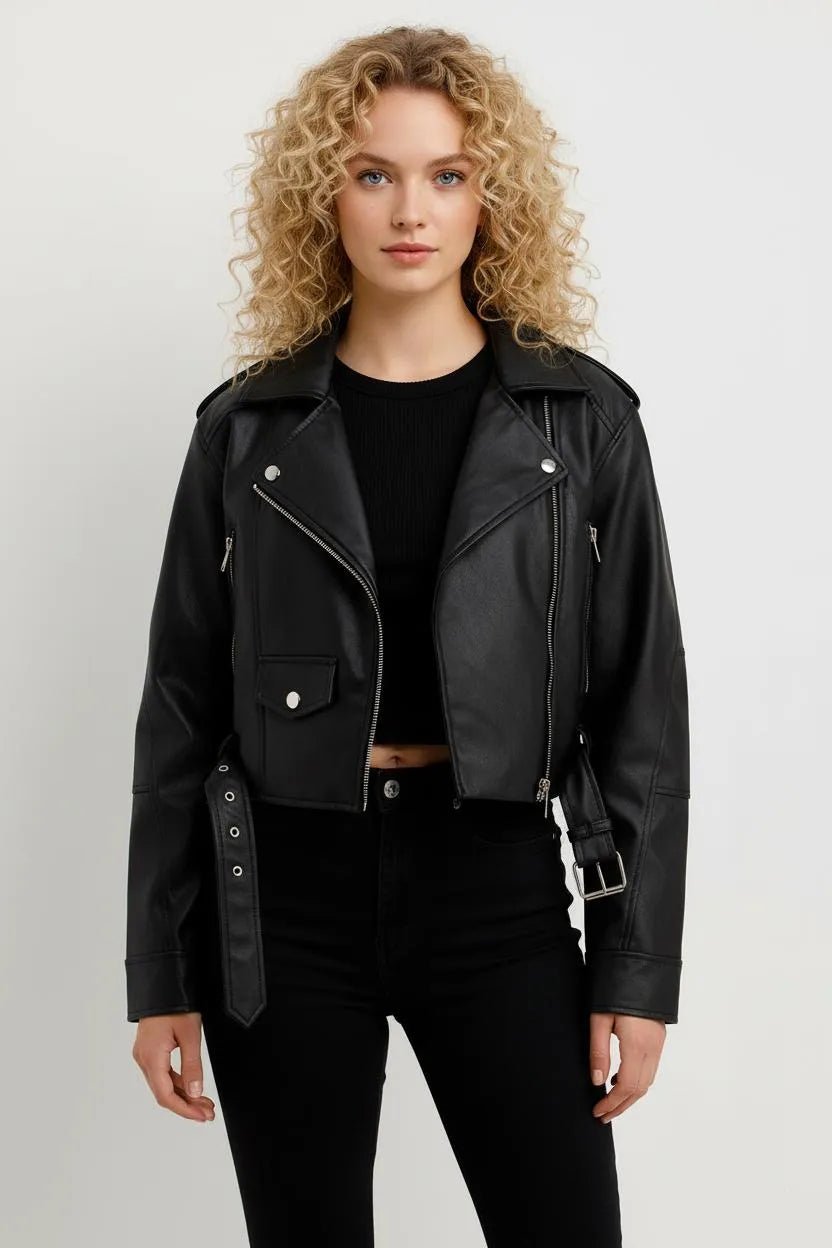 Miss | Biker Jacket Dames Casual Cropped - Kunstleer - Miss Madera MIS-RUJL8I
