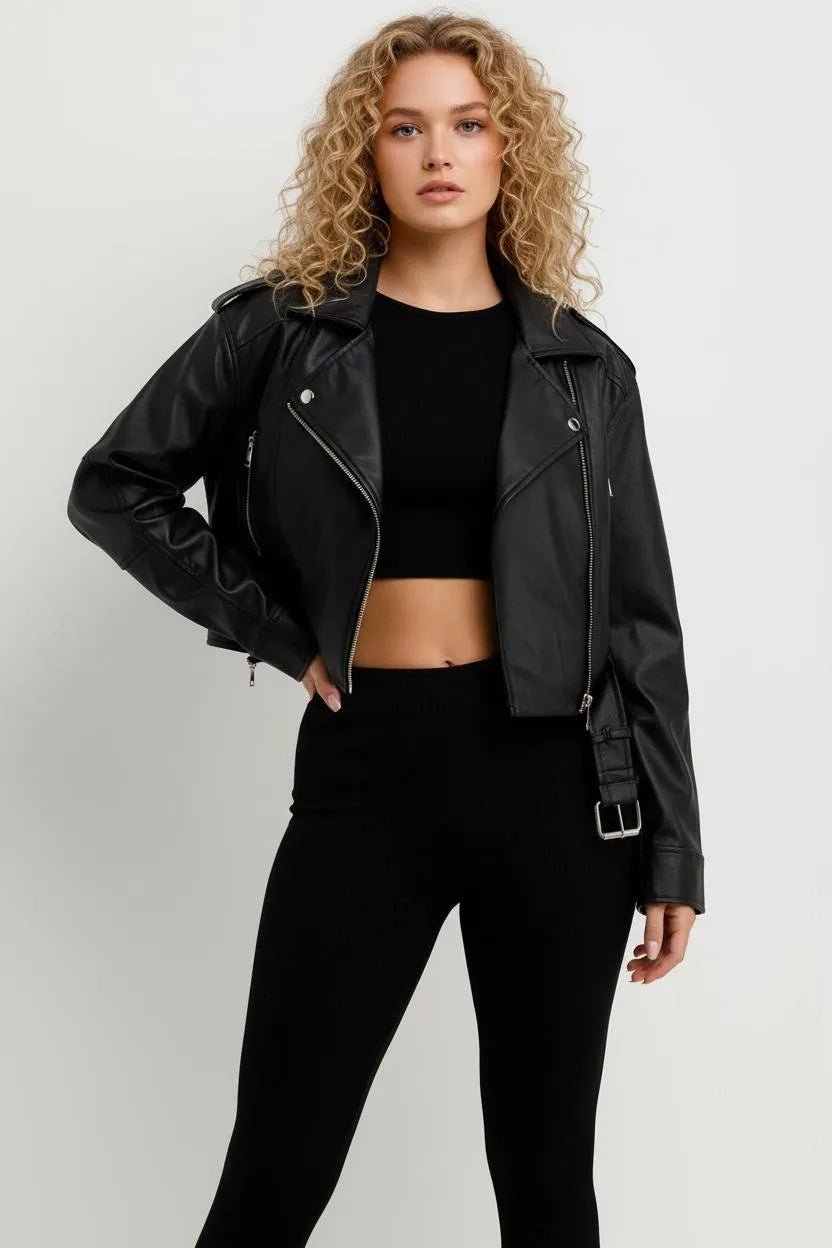 Miss | Biker Jacket Dames Casual Cropped - Kunstleer - Miss Madera MIS-RUJL8I