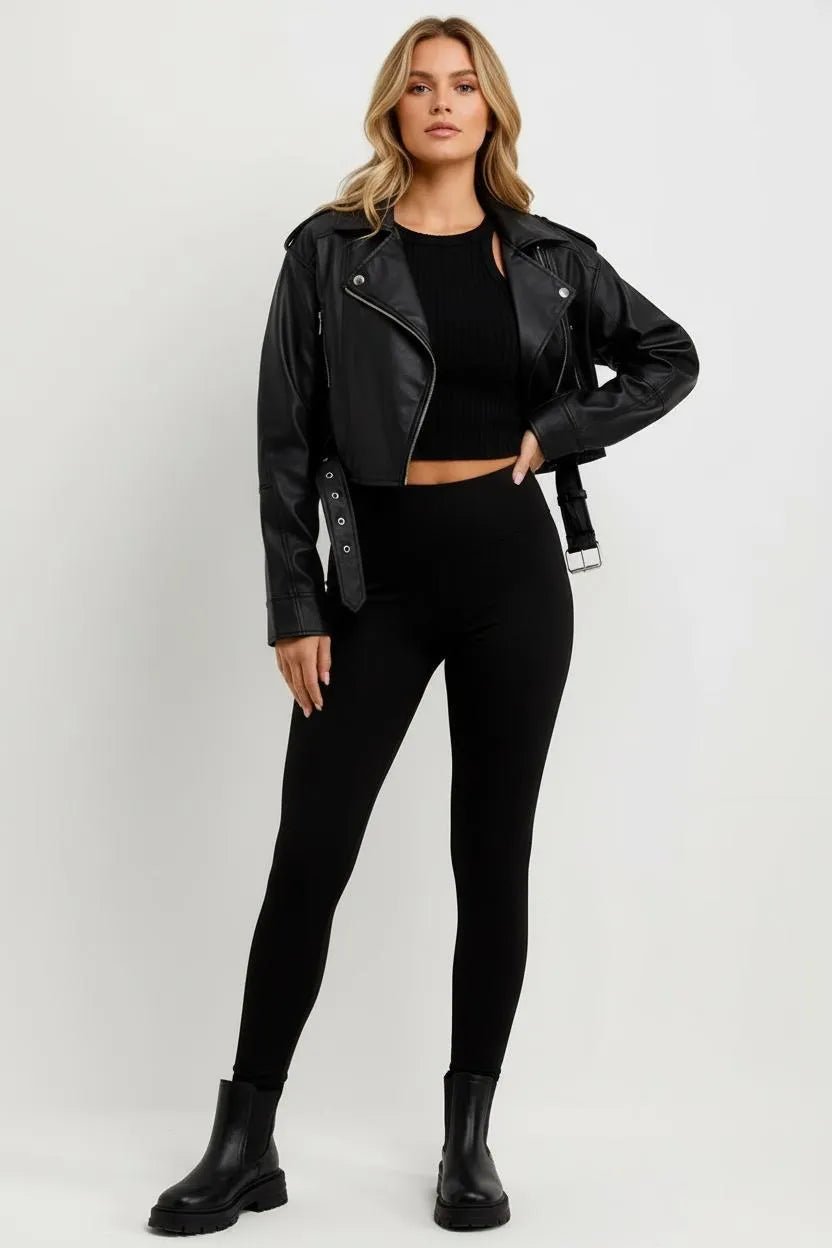 Miss | Biker Jacket Dames Casual Cropped - Kunstleer - Miss Madera MIS-RUJL8I