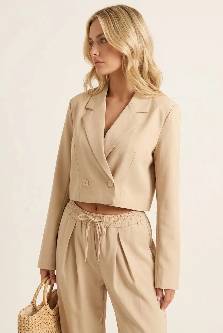 Miss | Blazer en Broek Set Dames Cropped - Polyester/Viscose - Miss Madera MIS-0BC34B