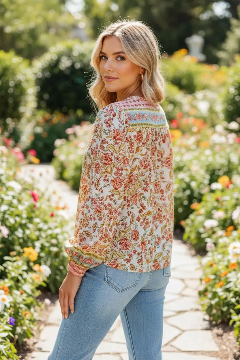 Miss | Blouse Dames Casual Bloemenprint Relaxed - Lichtgewicht - Miss Madera MIS-W7S1ML