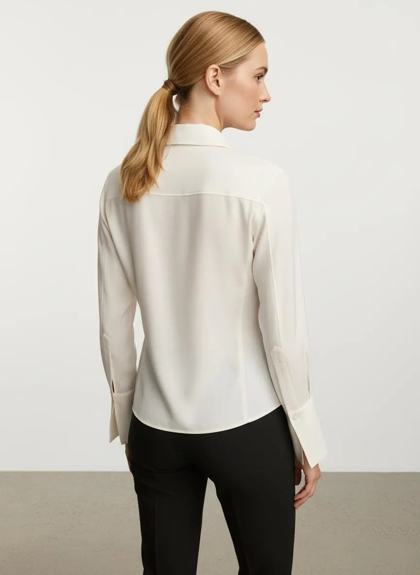 Miss | Blouse Dames Casual Elegant Scherpe Kraag - Satijn - Miss Madera MIS-2Q717D